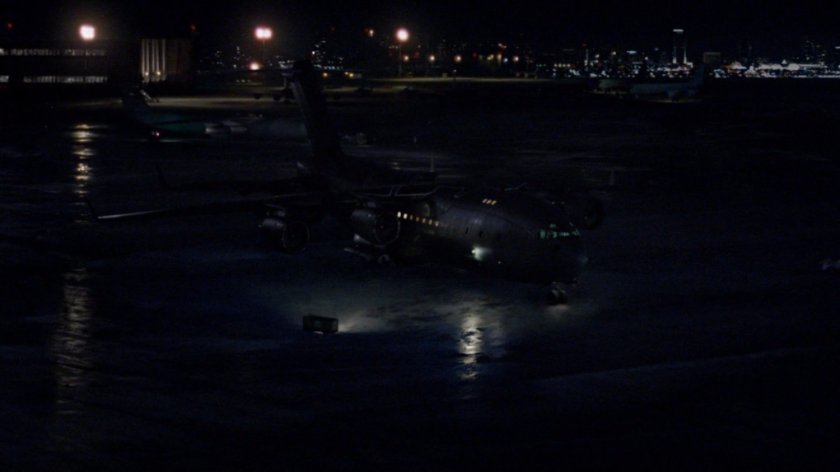 Nighttime shot of The Bus on a Nevada airfield.