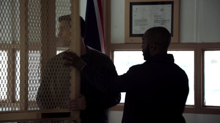 Ward and Triplett exiting office at Milton Keynes Prison.