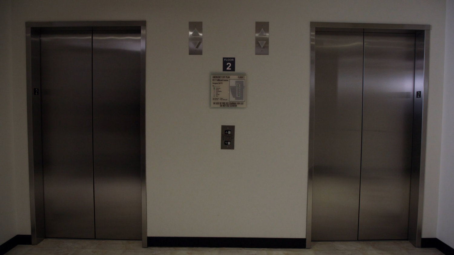 Elevator doors inside Cybertek offices.