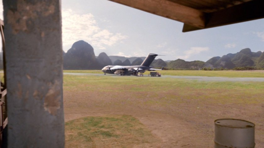The Bus parked on a runway at Abel Santamaria.