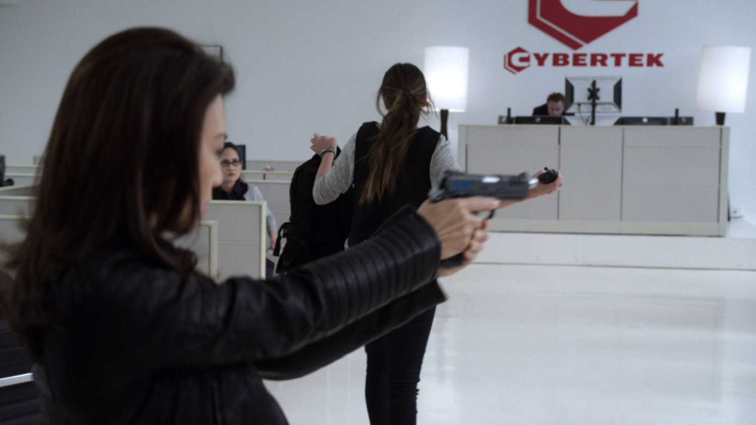 Skye and May in the Cybertek offices.