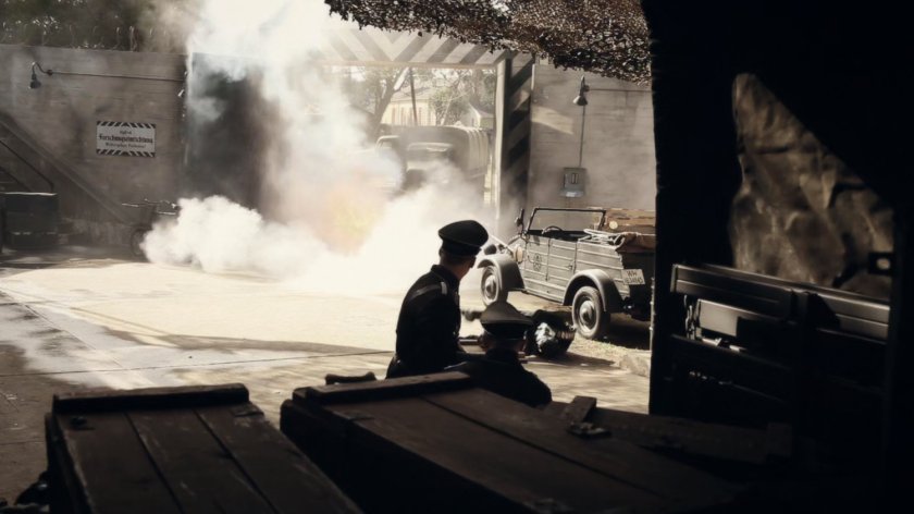 The gates to a HYDRA research facility during World War 2, getting blown open.