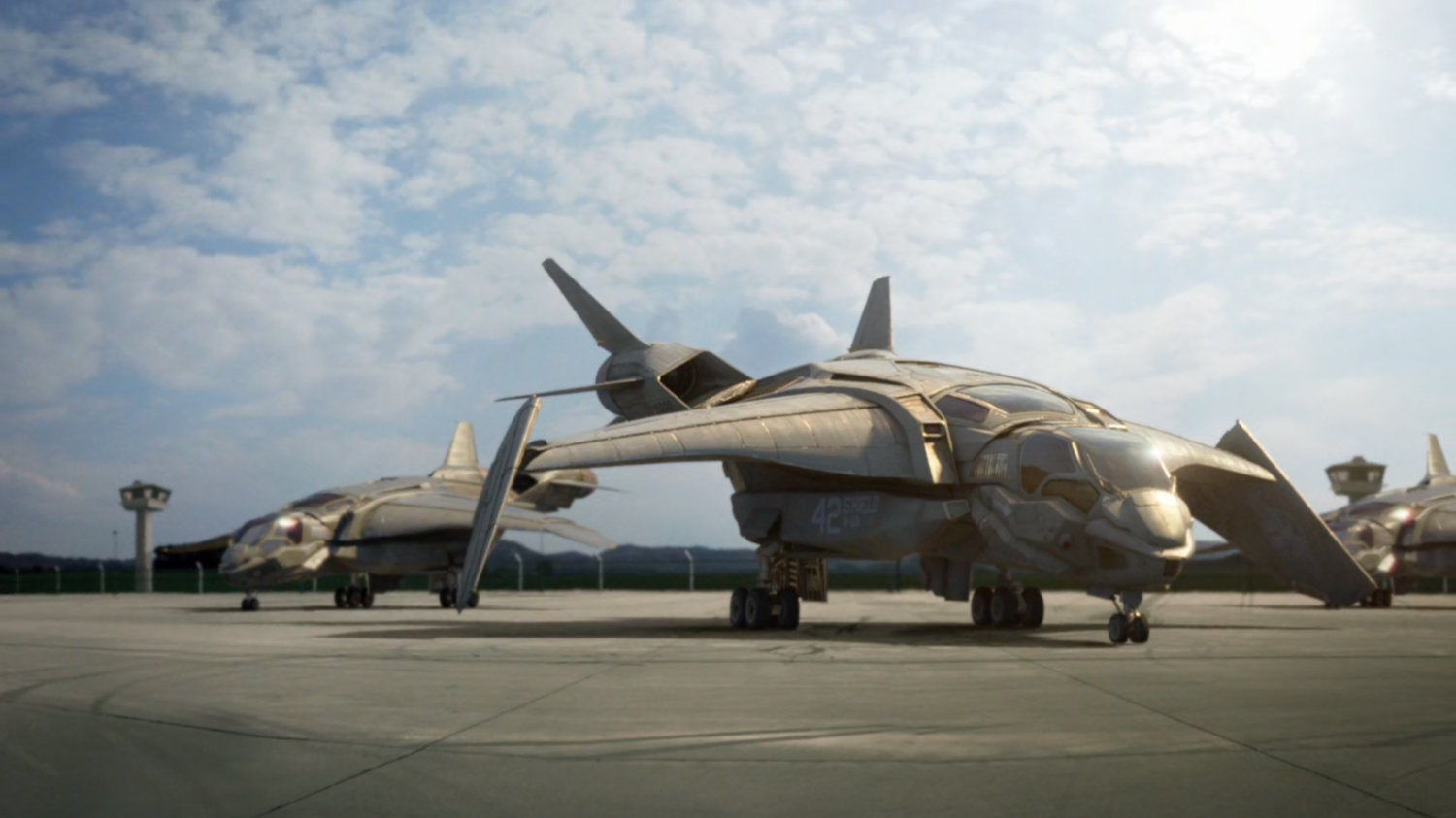 Quinjet's on a Tarmac.