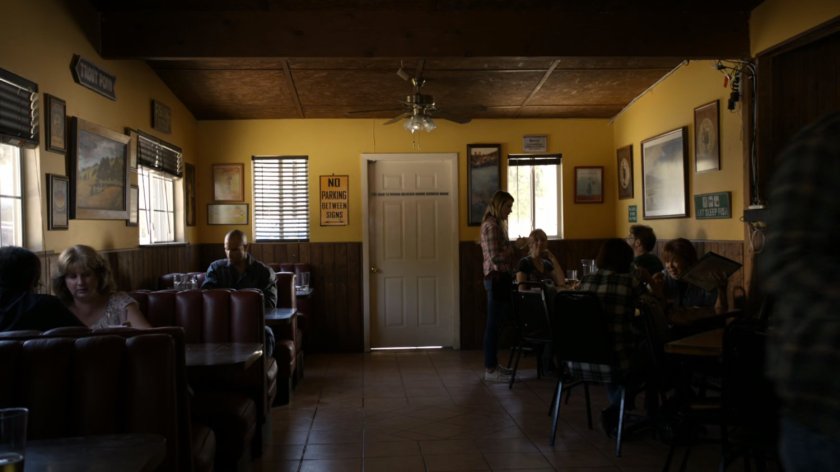 Interior of small roadside diner.