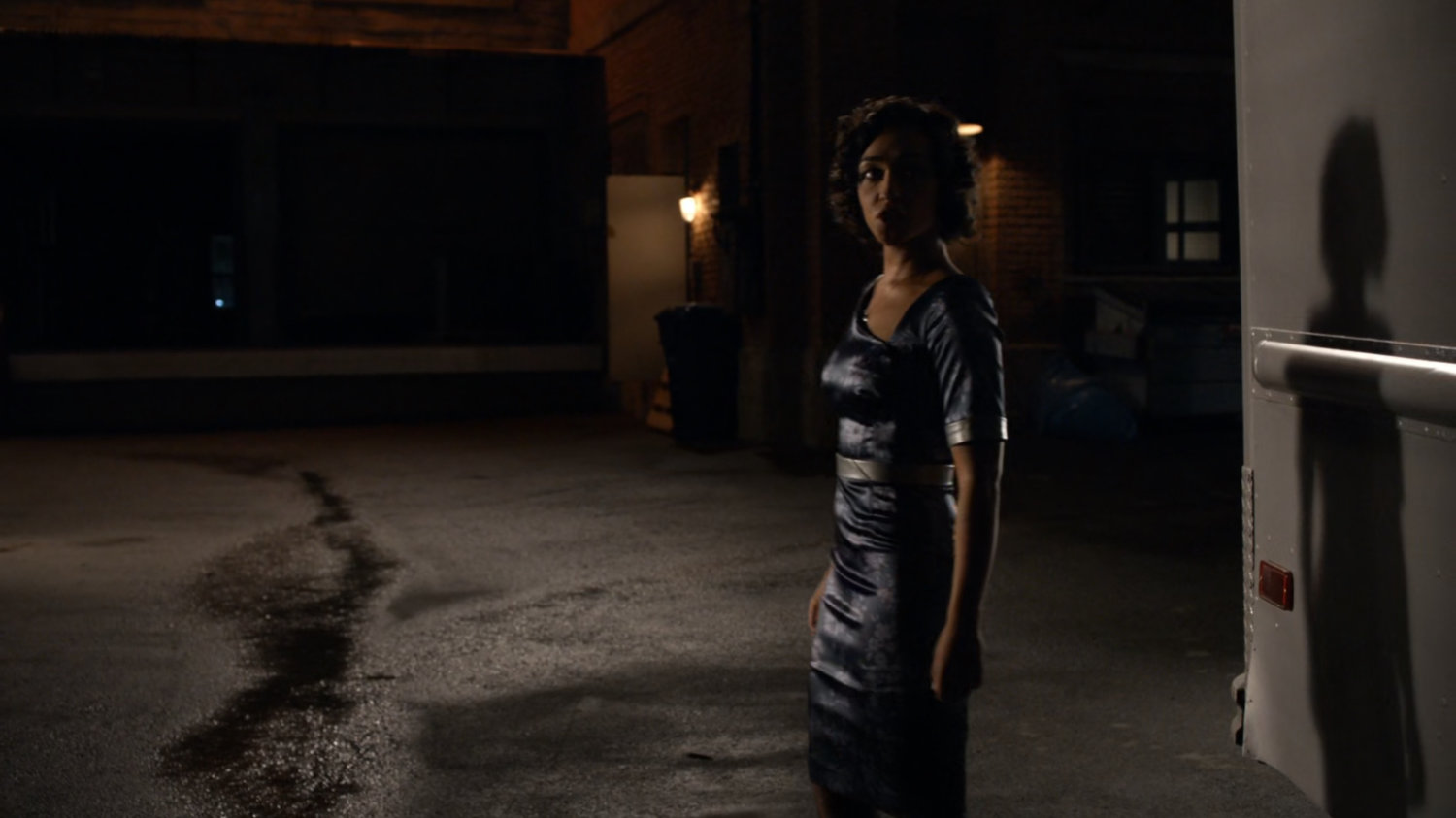 Raina in a dark alley.