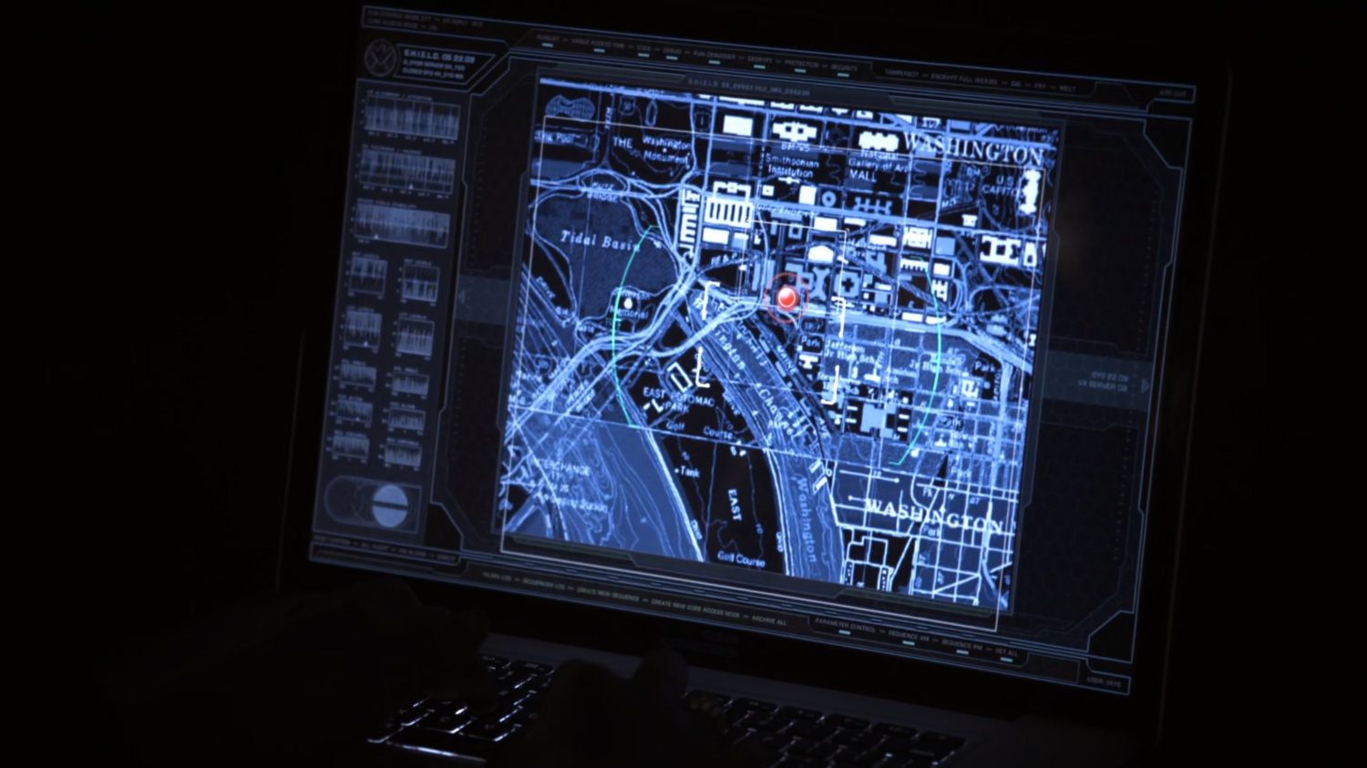Closeup of Map of Washington DC on computer screen.
