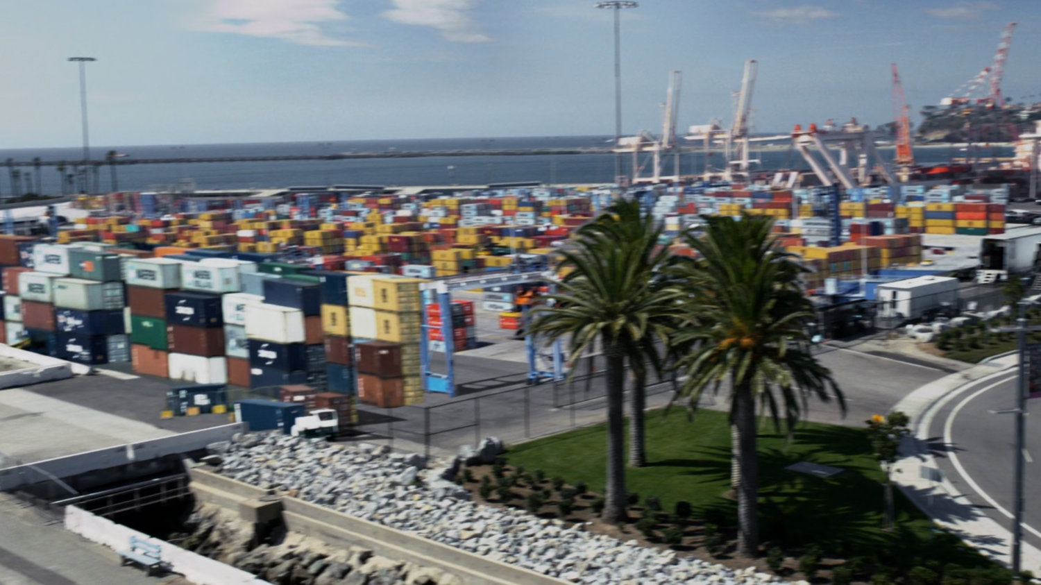 Aerial of Port of Casablanca.