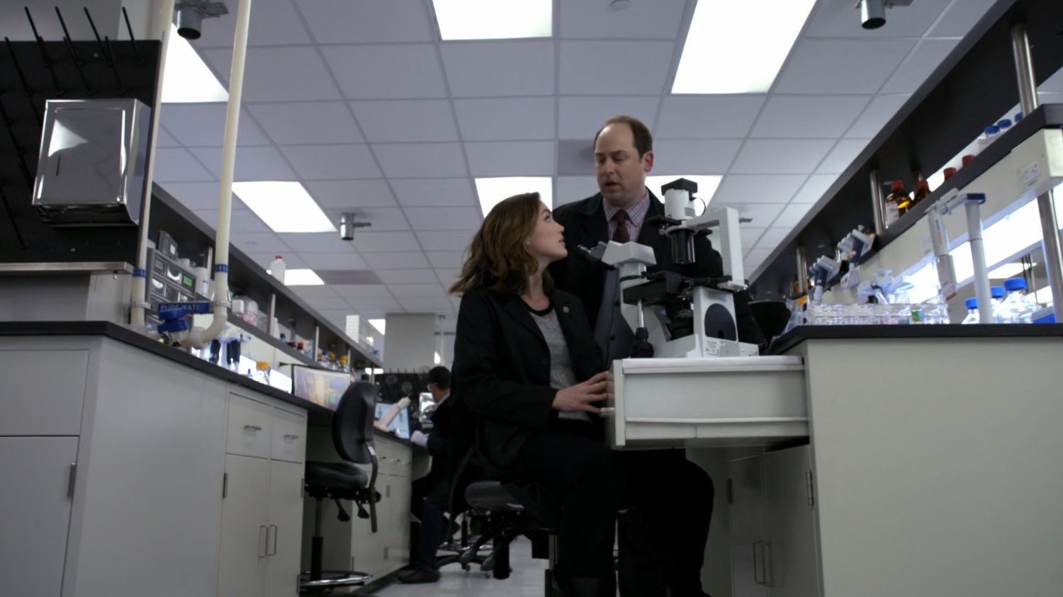 Simmons and her supervisor in the HYDRA labs.