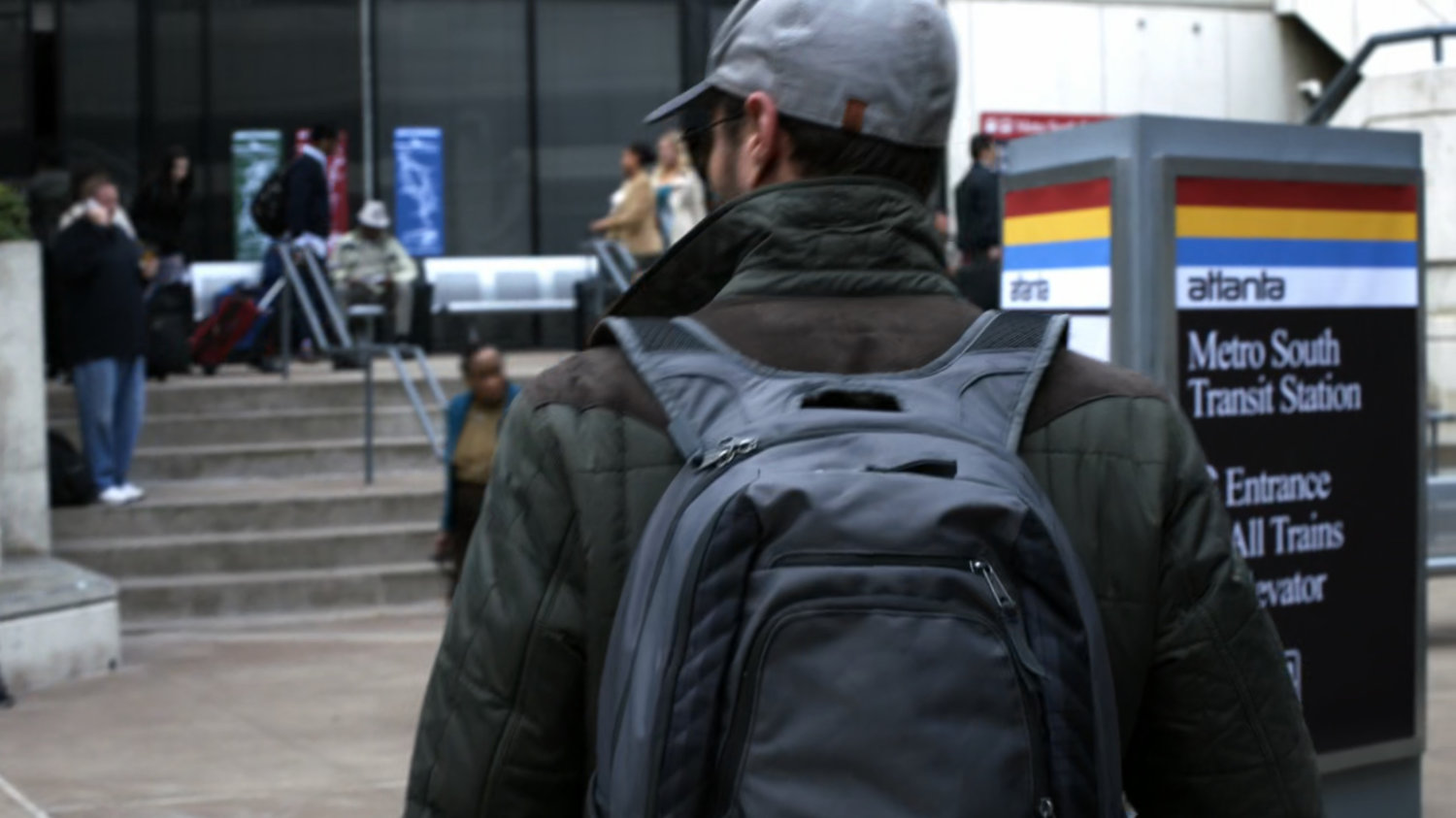 Grant Ward outside Atlanta bus terminal.