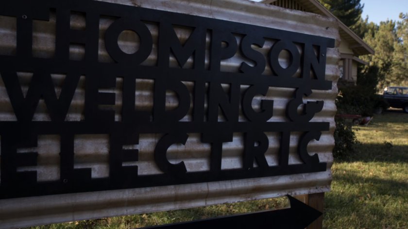 Sign outside Thompson Welding & Electric.