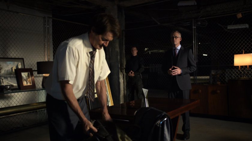 Calvin Zabo and Danial Whitehall inside a HYDRA warehouse/bunker.