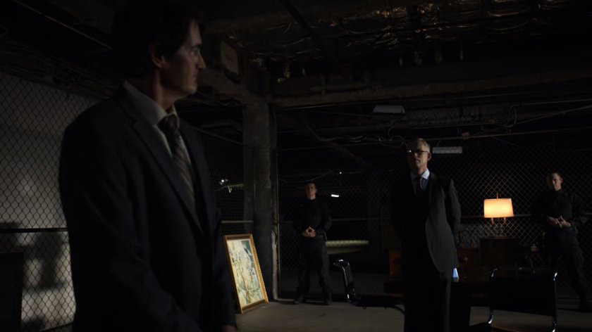 Calvin Zabo and Danial Whitehall inside a HYDRA warehouse/bunker.