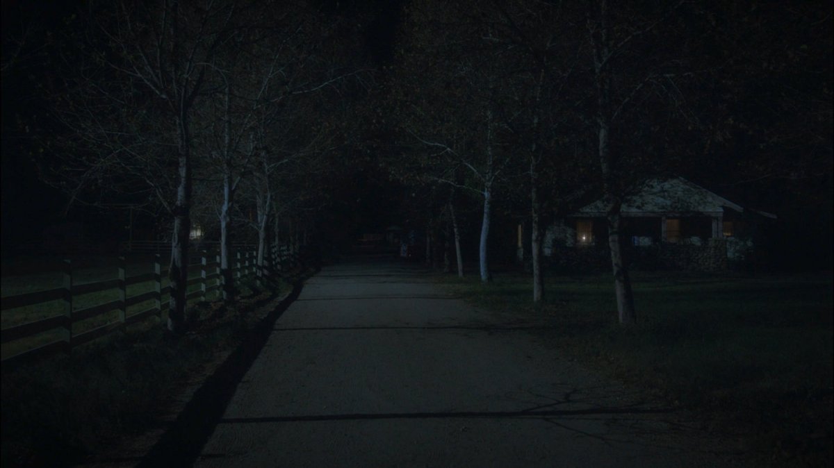 Nighttime exterior of Sheldon McFee house.
