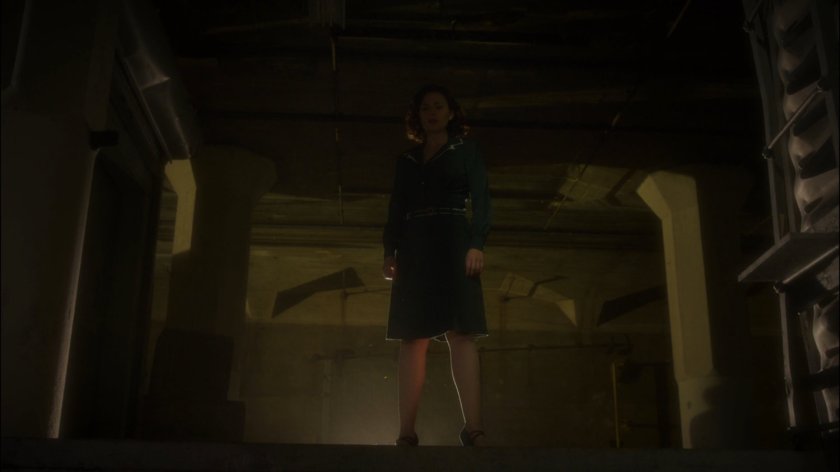 Peggy inside railyards warehouse.