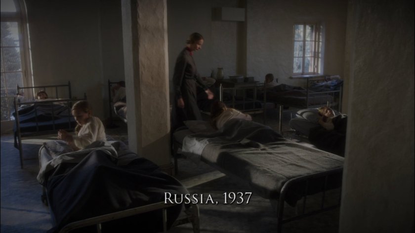 Interior Russian academy for girls. Text: Russia, 1937.