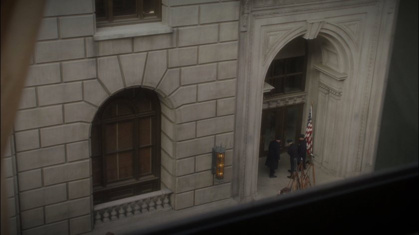 High angle view of New York City Hall.