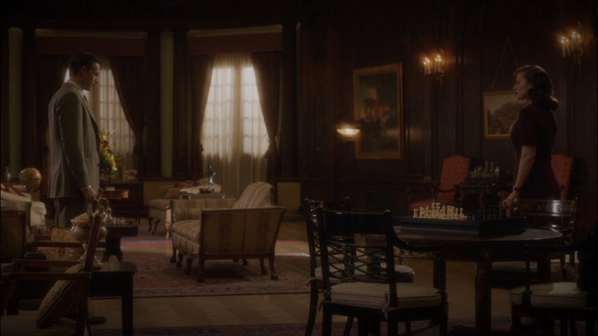 Peggy and Jarvis inside Stark Mansion.