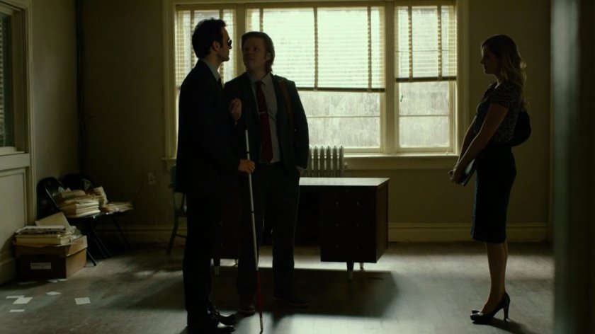 Matt and Foggy meet with a real estate agent in their new offices.