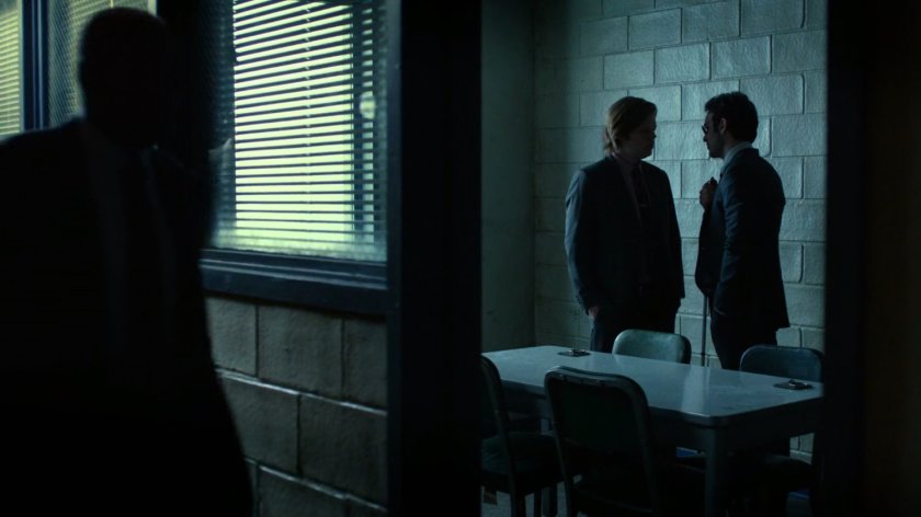 Matt and Foggy in police interrogation room.