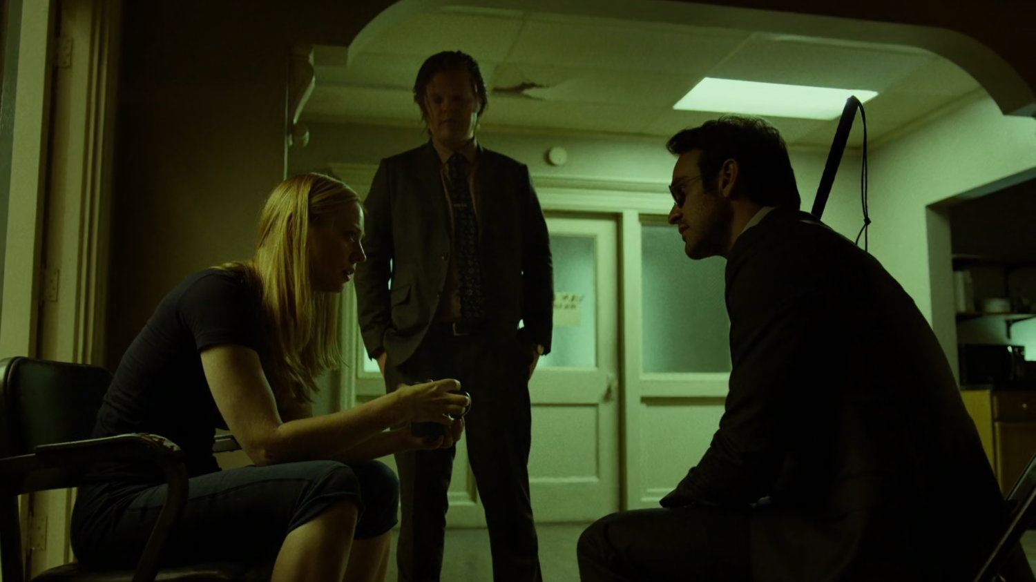 Karen, Foggy and Matt in their law offices.