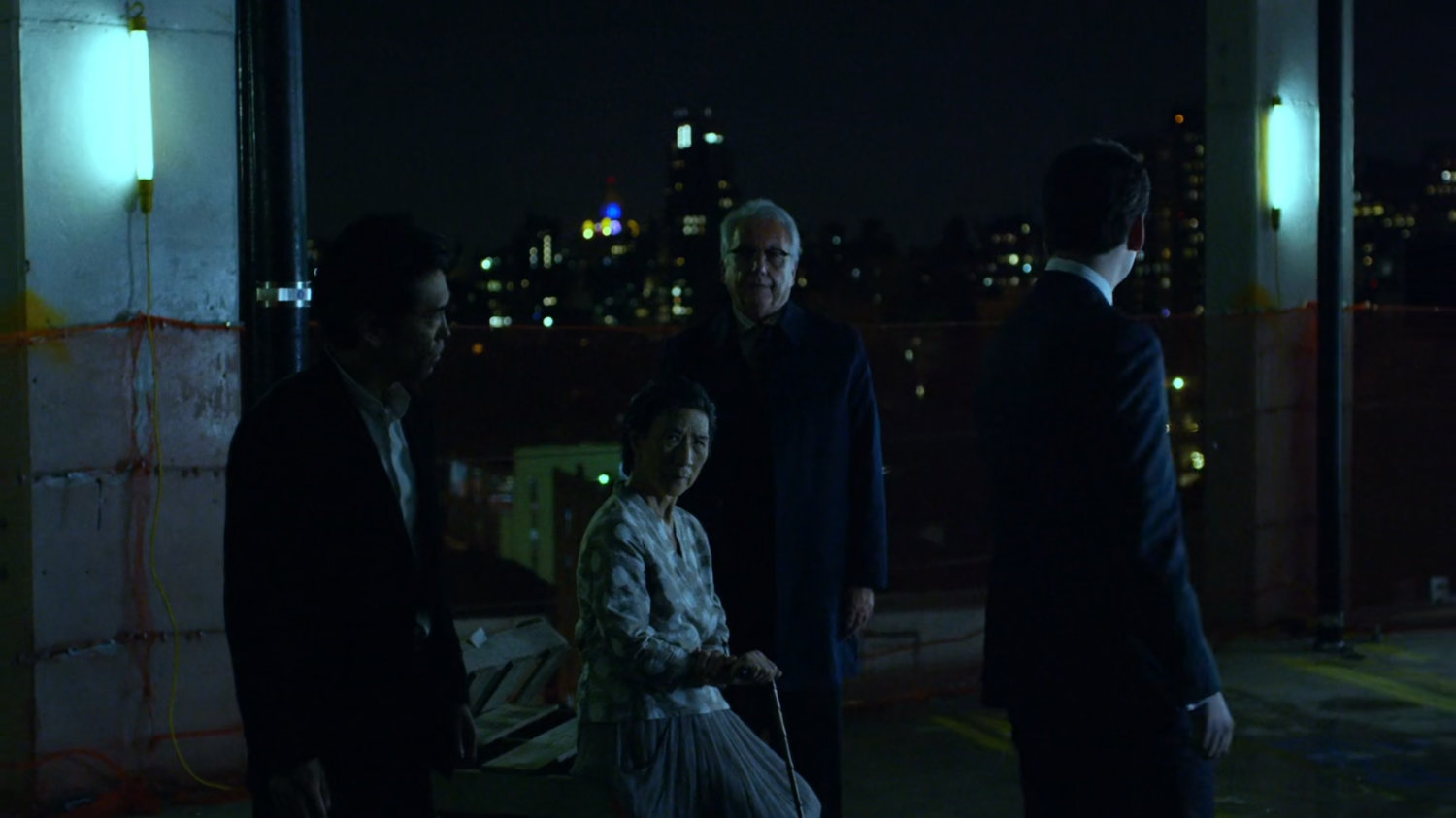 Nobu, Gao, Owlsley and Wesley on a Union Allied building.