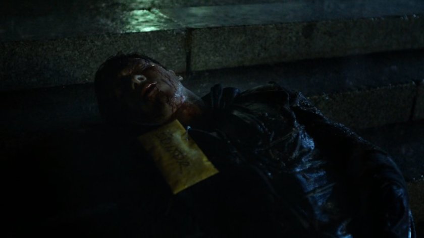 Body on New York Bulletin steps.