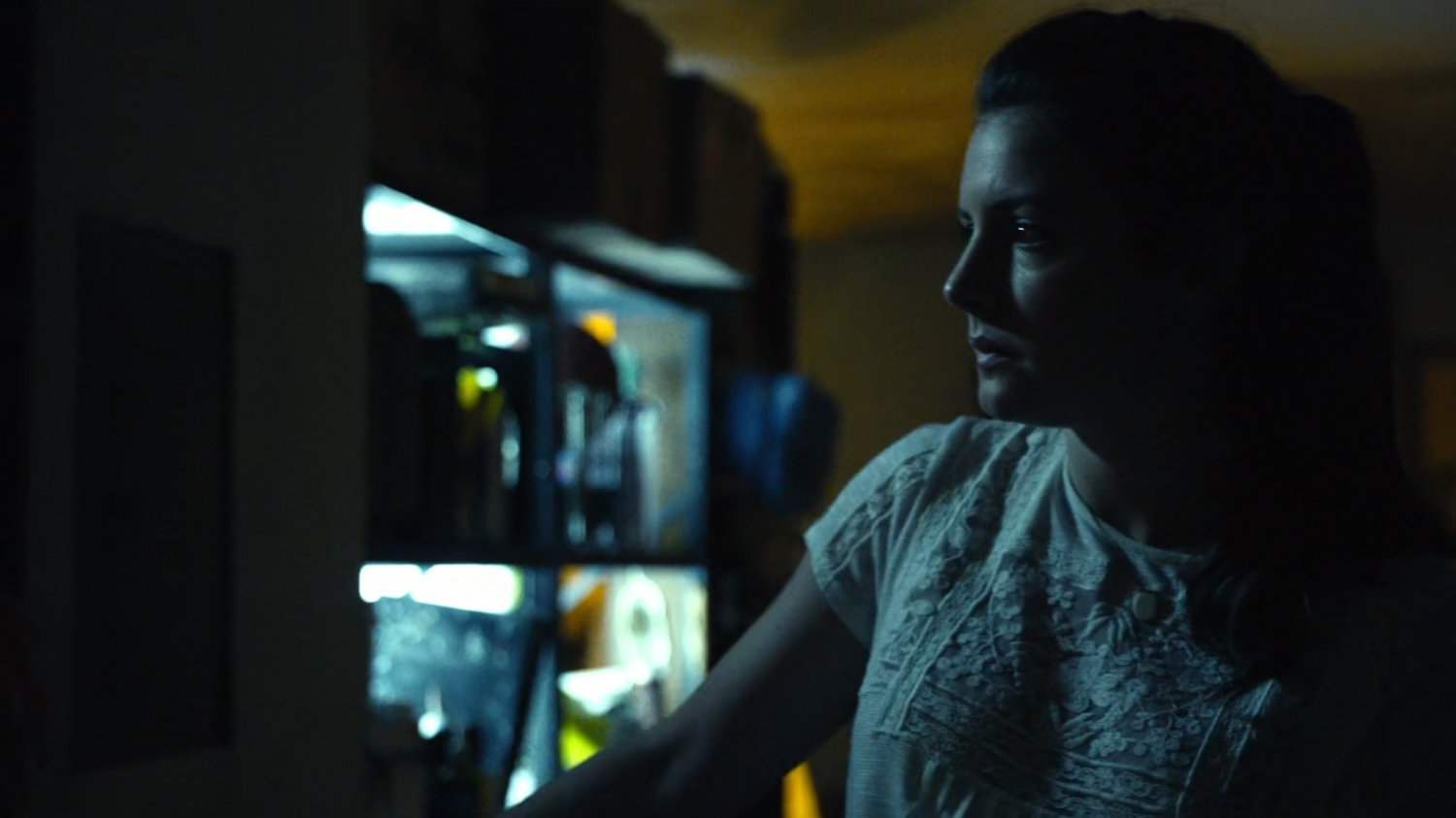 Tracey Farnum enters laundry room.