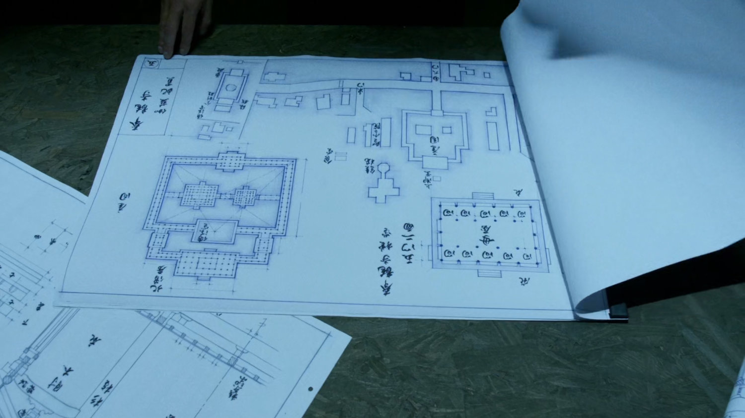 Closeup of blueprints.