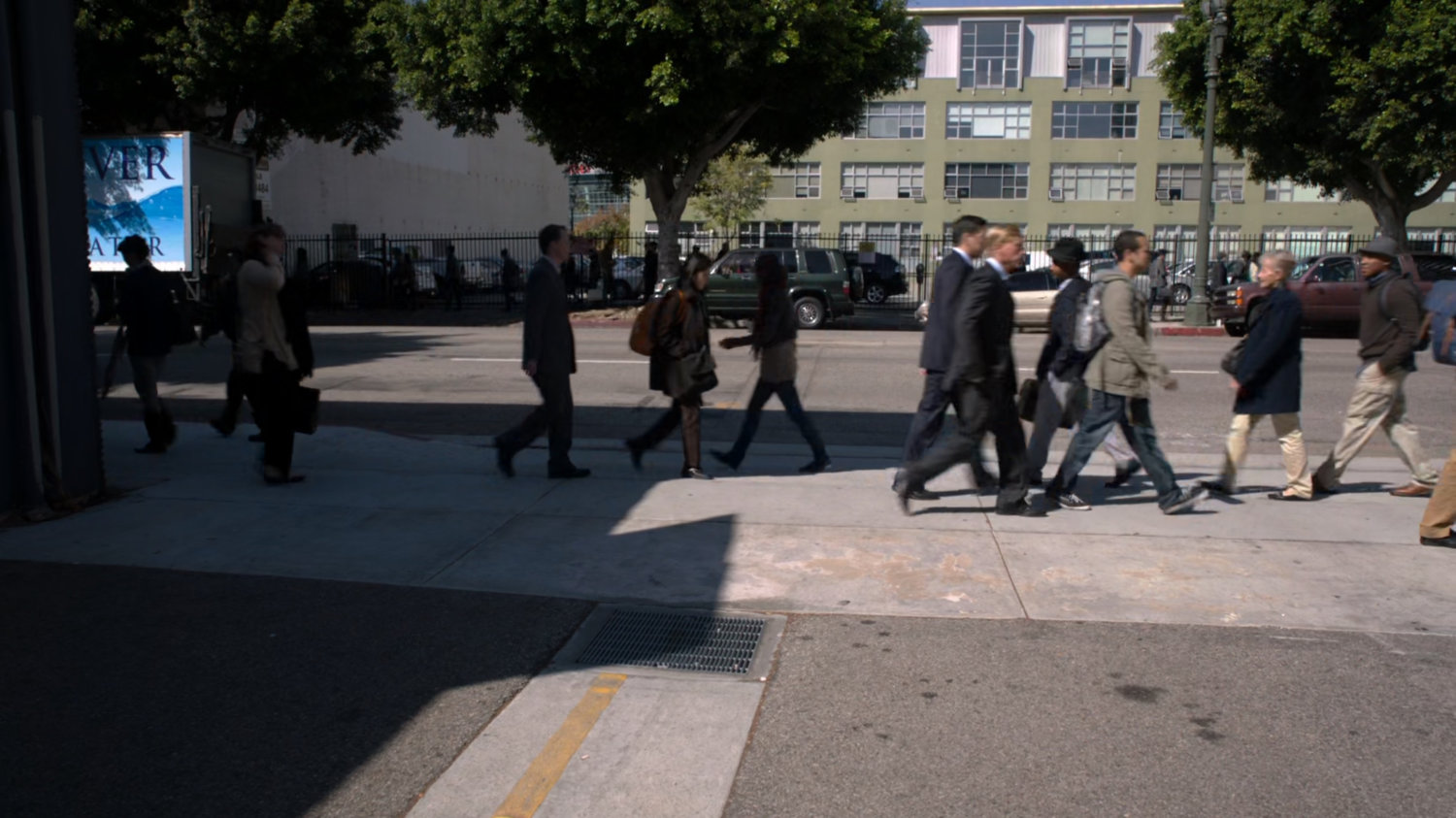 View of busy Vancouver sidewalk.