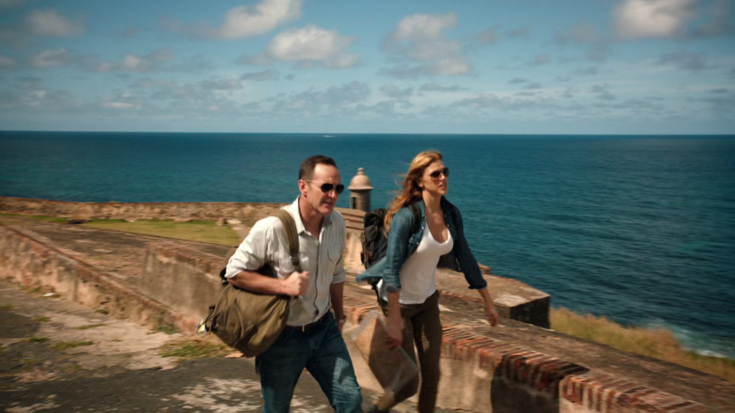Bobbi and Coulson on a walkway at Fort San Cristobal in San Juan.