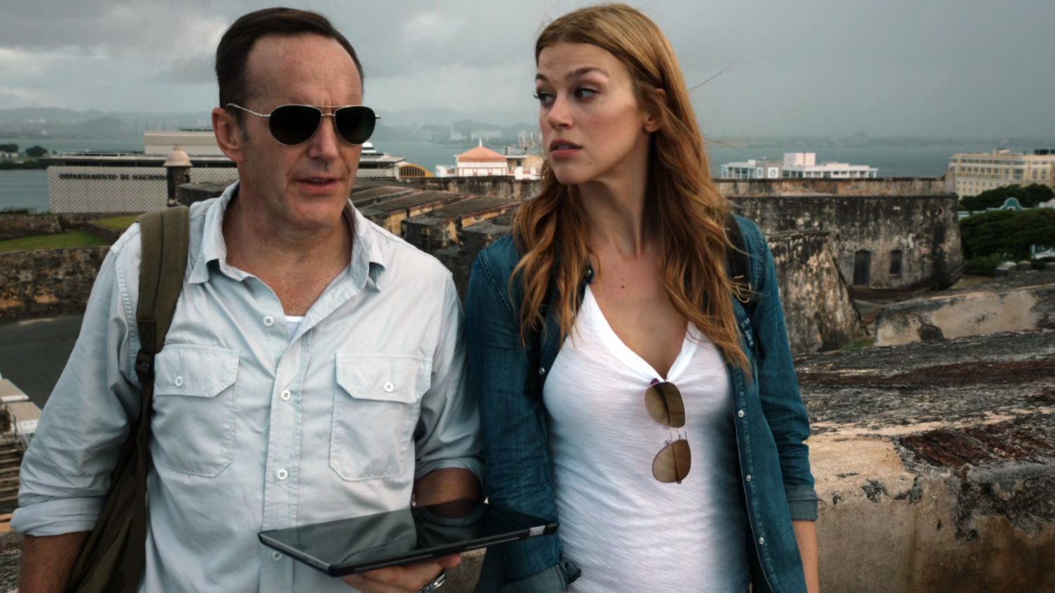 Bobbi and Coulson on a walkway at Fort San Cristobal in San Juan.