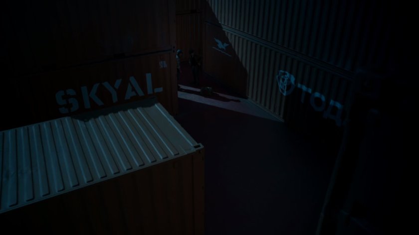 Night time in container yard.