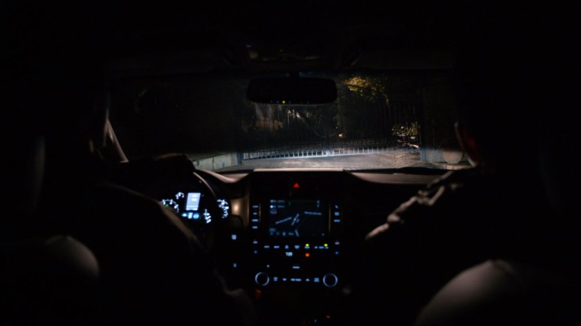 POV from inside SUV of Bloom Estate Winery.