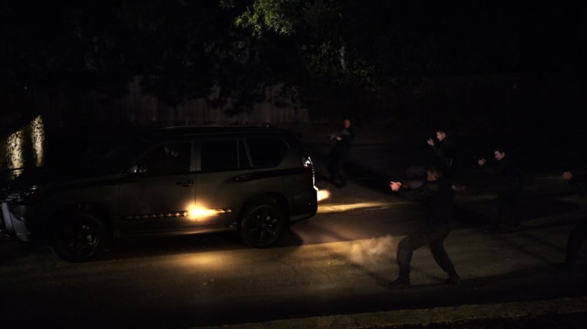 Gunmen surround SUV in front of Bloom Estate Winery.