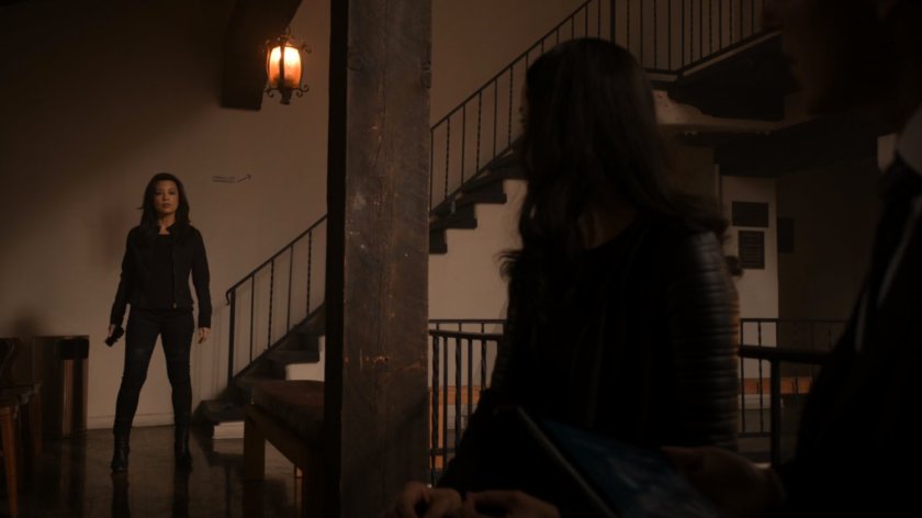 May strikes a pose inside Faro police station.