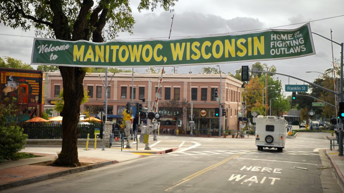 Intersection in Manitowoc, Wisconsin.