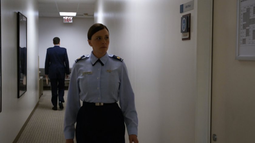 Major Tredwyck in hallway at the Air Force offices.