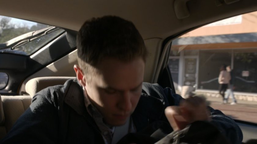 Fitz in cab on Delaware street.