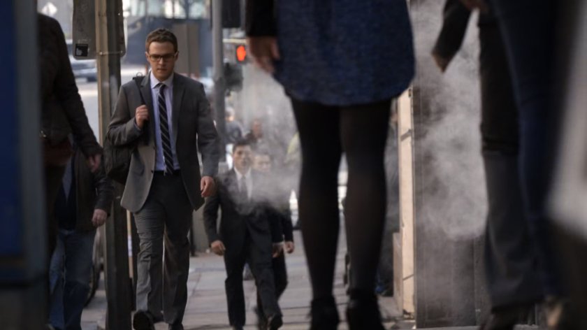 Fitz walking on San Francisco sidewalk.