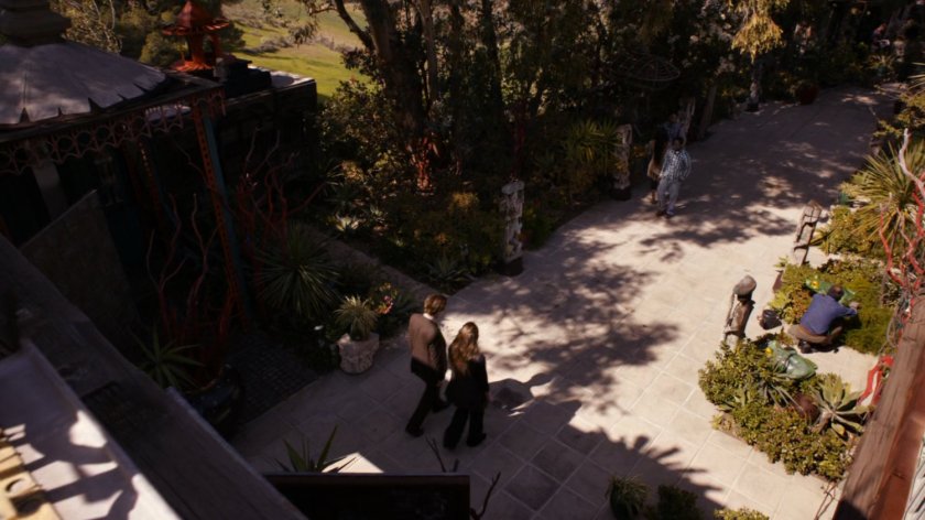 High angle view of Afterlife courtyard.