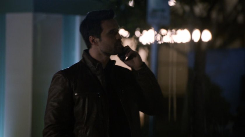 Ward on a nighttime sidewalk.