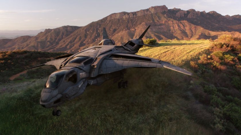 Quinjet on a hilly field in Spain.