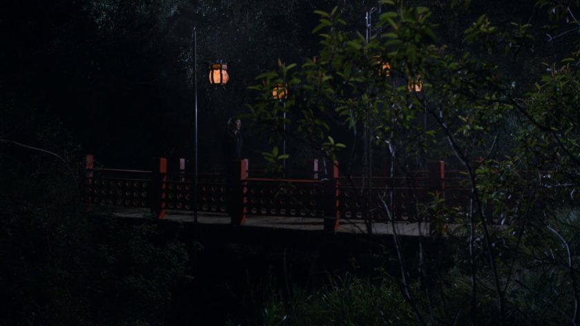 Jiaying and Raina at night on a bridge in Afterlife.