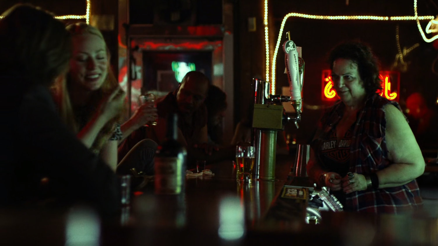Karen & Foggy inside Josie's bar.