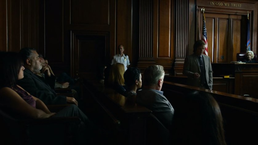 Foggy by the jury inside court room.