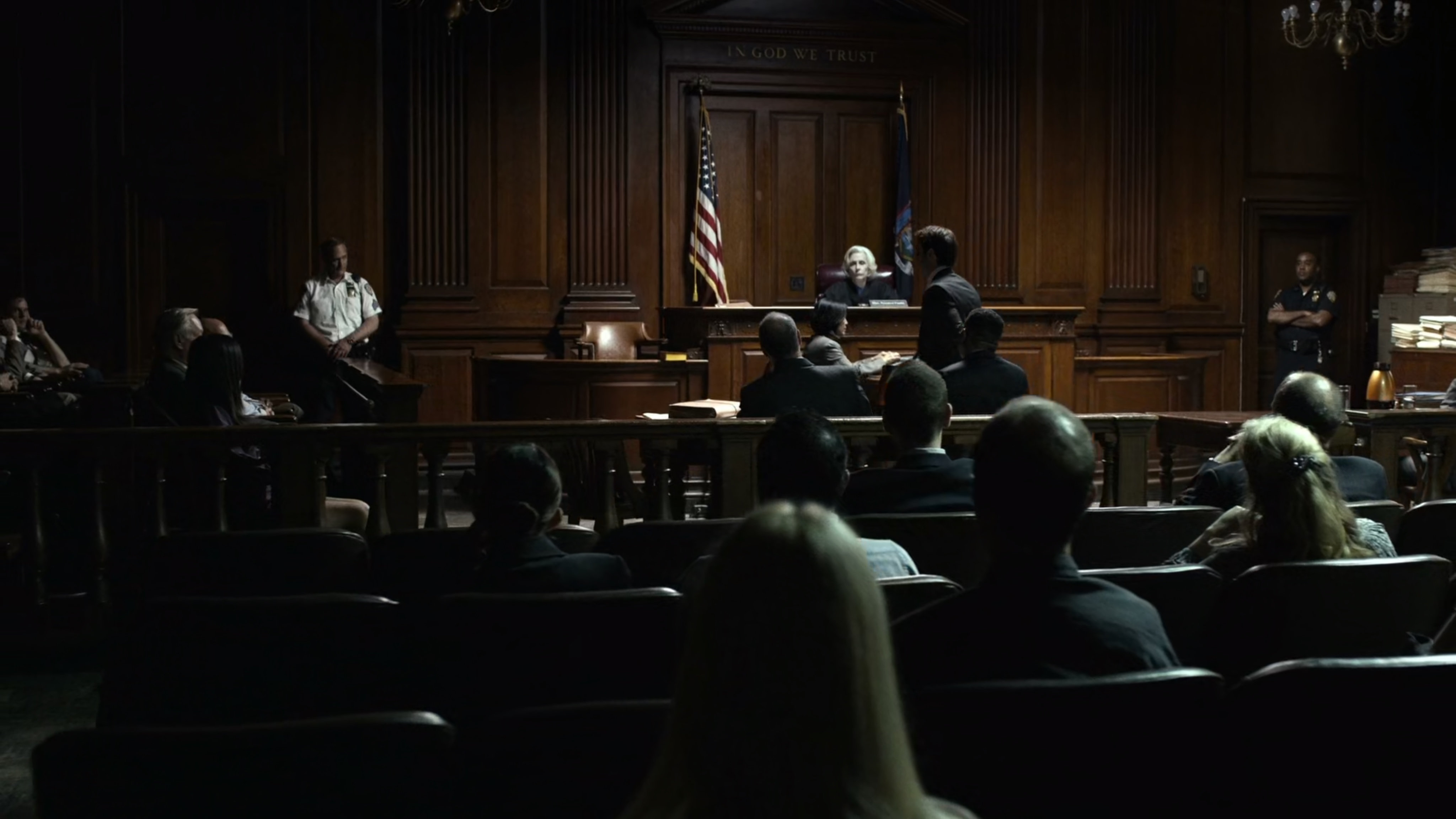 Matt gives closing arguments in court room.