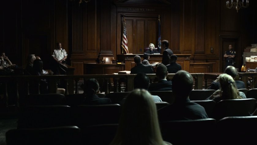 Matt gives closing arguments in court room.