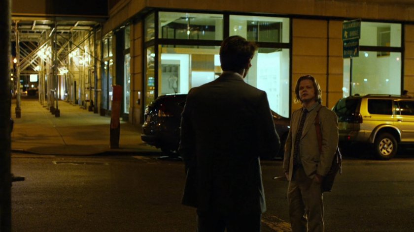 Matt and Foggy at intersection at night.