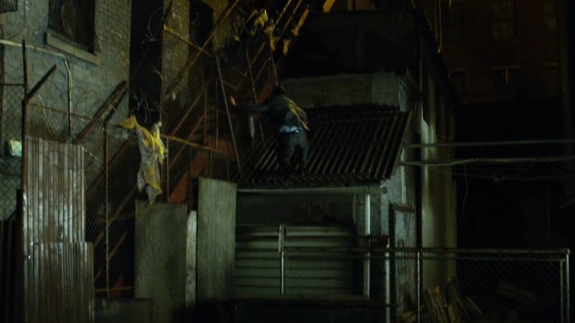 Matt runs through dark alley.