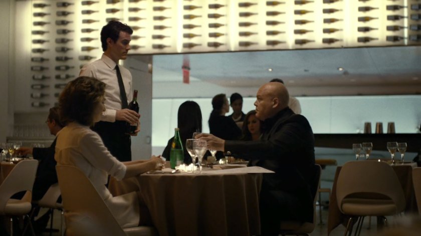 Vanessa and Fisk inside Brassarie restaurant.